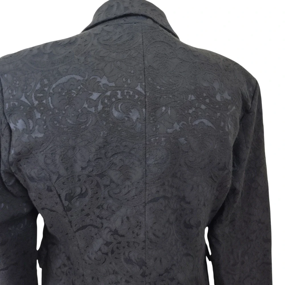Willow & Clay Blazer Career Women Medium Navy Blu Paisley Jacquard Tuxedo Collar